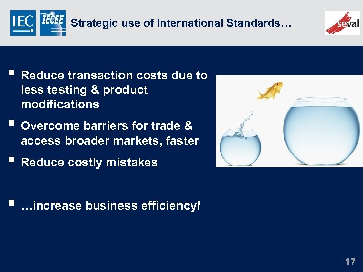 Strategic use of International Standards… § Reduce transaction costs due to less testing &