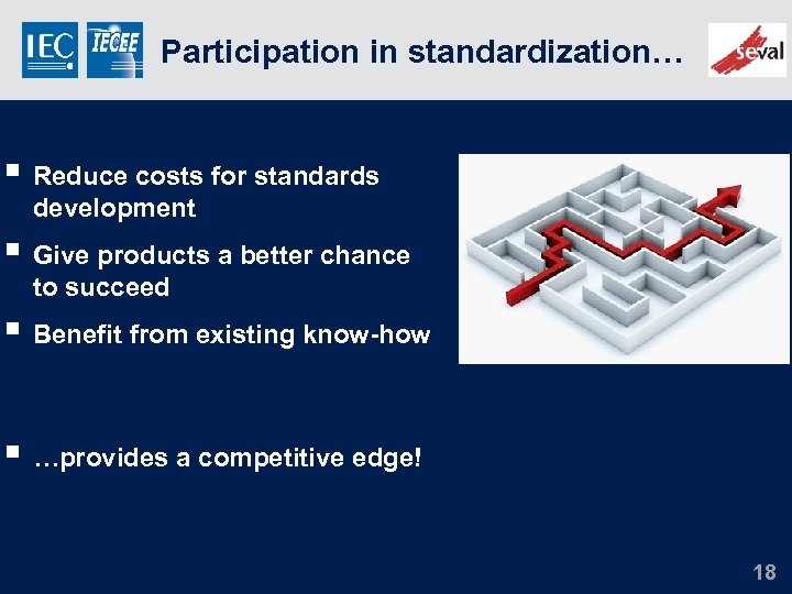 Participation in standardization… § Reduce costs for standards development § Give products a better
