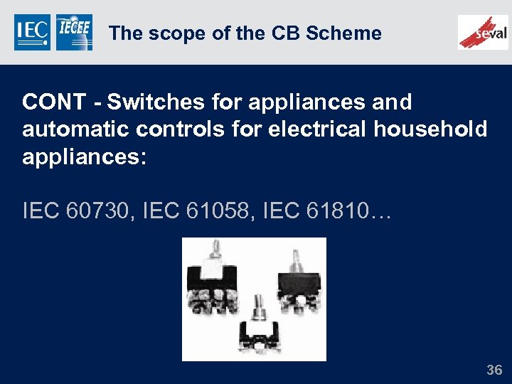 The scope of the CB Scheme CONT - Switches for appliances and automatic controls
