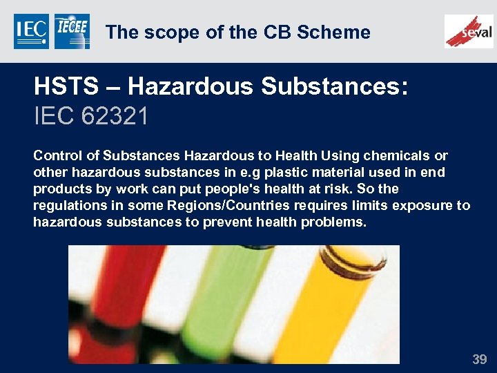The scope of the CB Scheme HSTS – Hazardous Substances: IEC 62321 Control of
