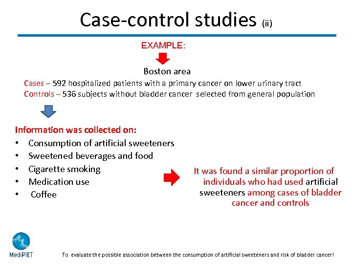 Case-control studies (ii) EXAMPLE: EXAMPLE Boston area Cases – 592 hospitalized patients with a