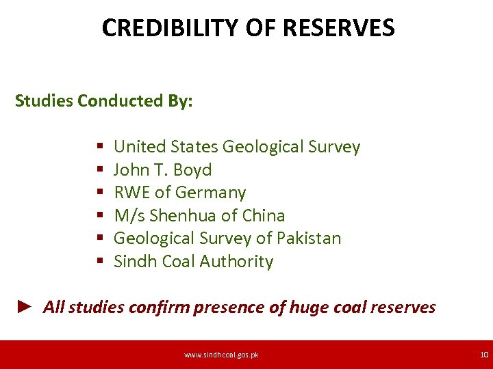 CREDIBILITY OF RESERVES Studies Conducted By: § § § United States Geological Survey John