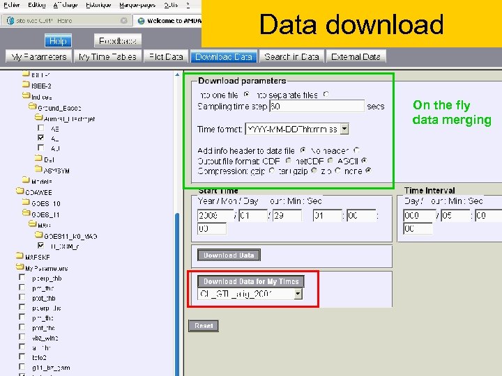 Data download On the fly data merging 