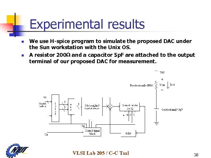 Experimental results n n We use H-spice program to simulate the proposed DAC under