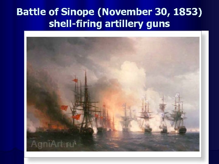 Battle of Sinope (November 30, 1853) shell-firing artillery guns 