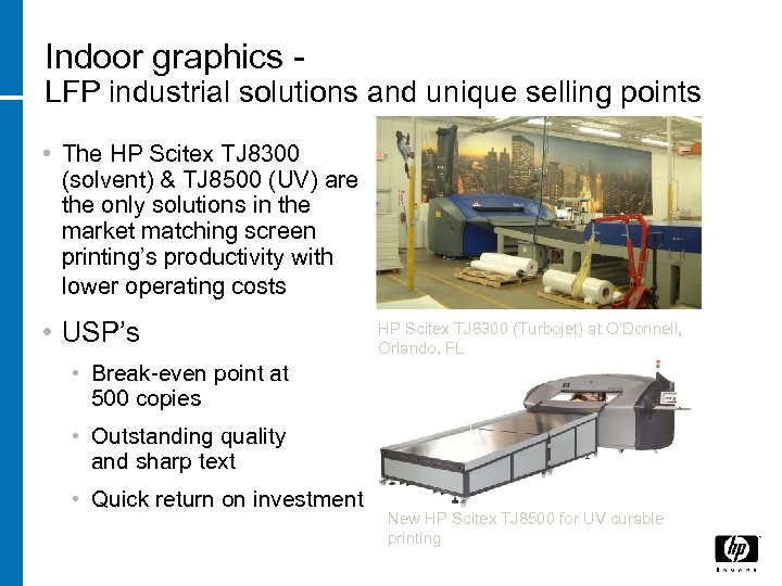 Indoor graphics - LFP industrial solutions and unique selling points • The HP Scitex