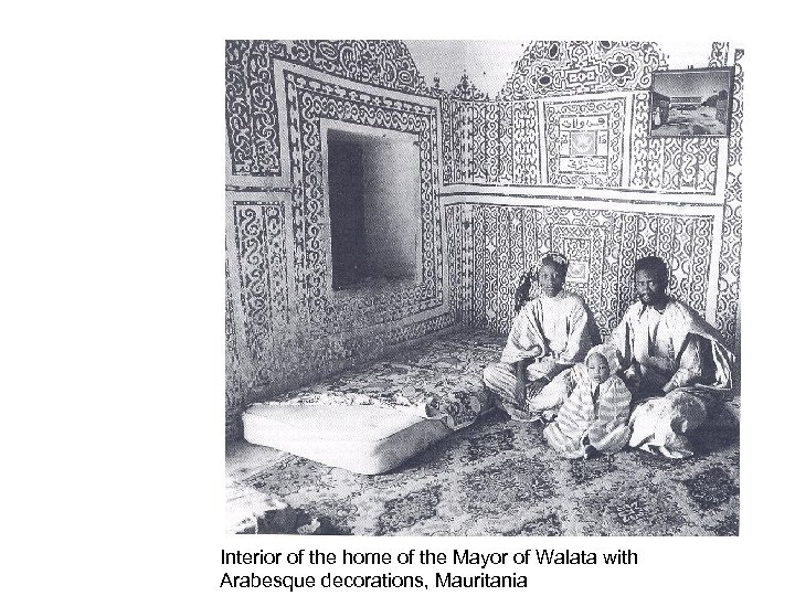 Interior of the home of the Mayor of Walata with Arabesque decorations, Mauritania 