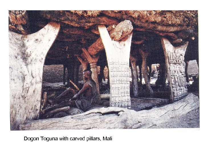 Dogon Toguna with carved pillars, Mali 