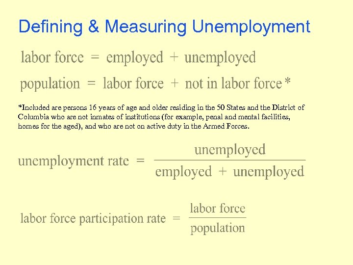 Defining & Measuring Unemployment *Included are persons 16 years of age and older residing