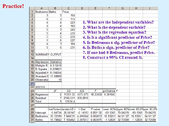 Practice! 1. What are the independent variables? 2. What is the dependent variable? 3.