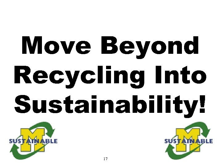 Move Beyond Recycling Into Sustainability! 17 