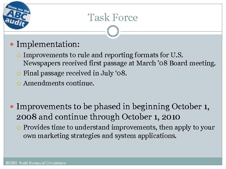 Task Force Implementation: Improvements to rule and reporting formats for U. S. Newspapers received