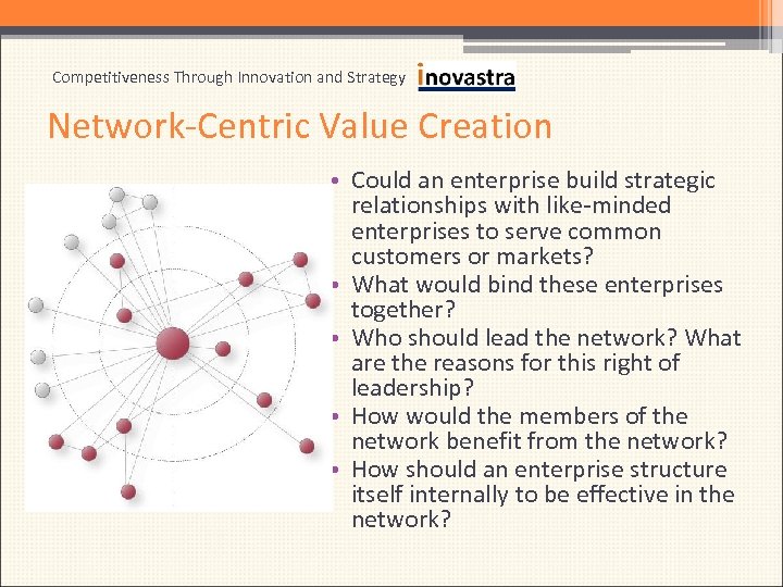 Competitiveness Through Innovation and Strategy Network-Centric Value Creation • Could an enterprise build strategic