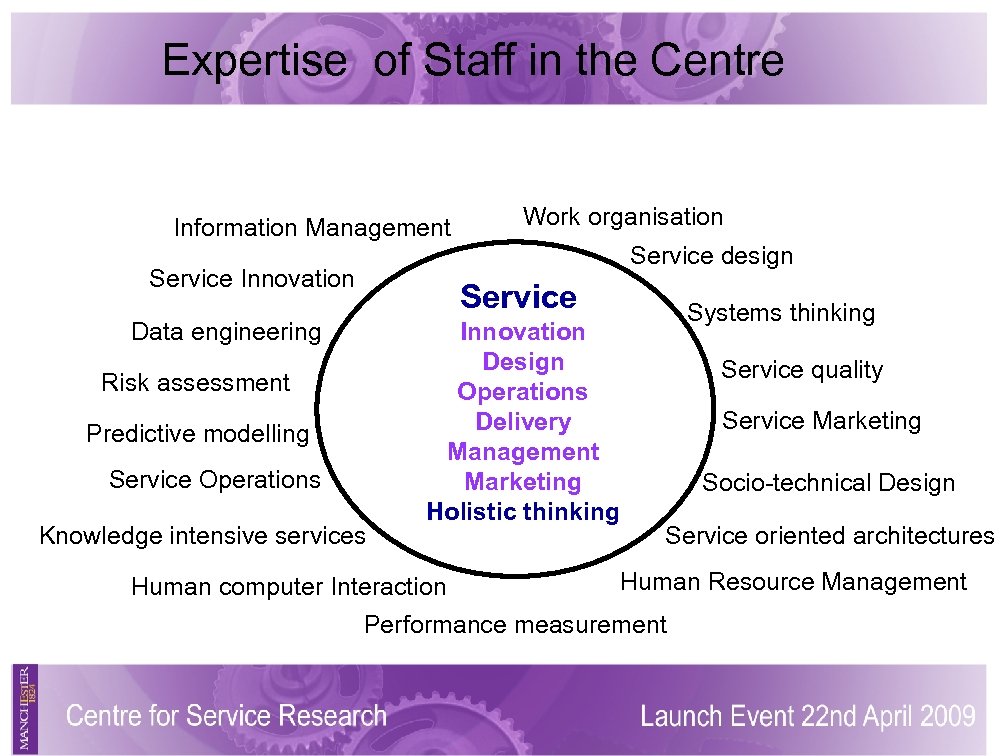 Expertise of Staff in the Centre Information Management Work organisation Service design Service Innovation