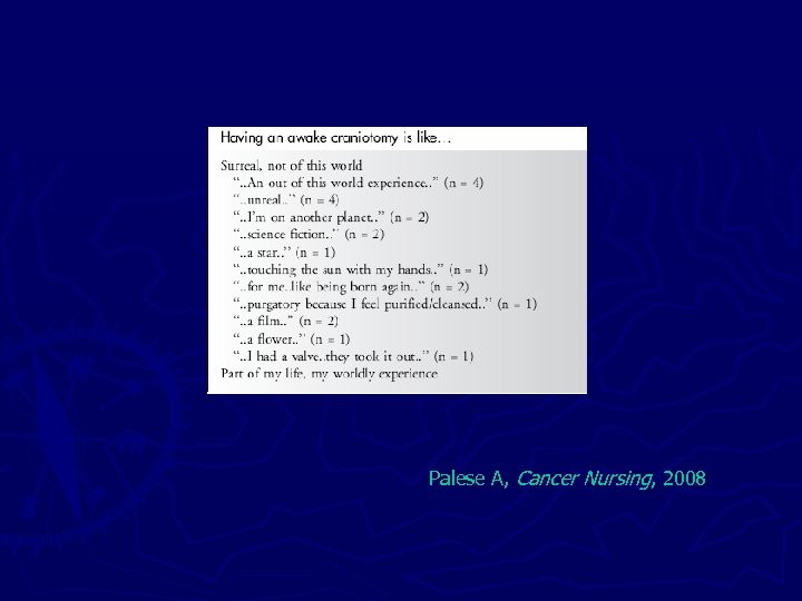  Palese A, Cancer Nursing, 2008 