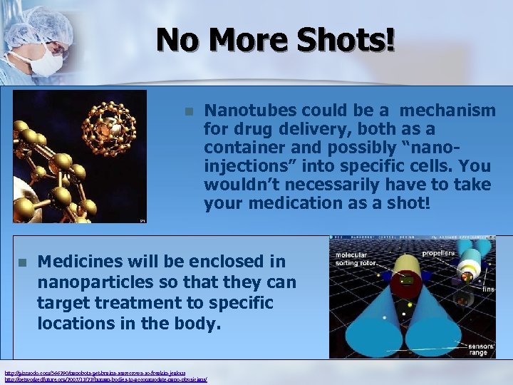 No More Shots! n n Nanotubes could be a mechanism for drug delivery, both