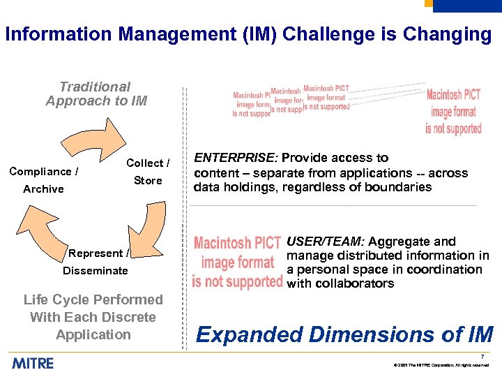 Information Management (IM) Challenge is Changing Traditional Approach to IM Compliance / Collect /