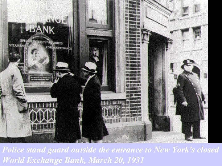 Police stand guard outside the entrance to New York's closed World Exchange Bank, March