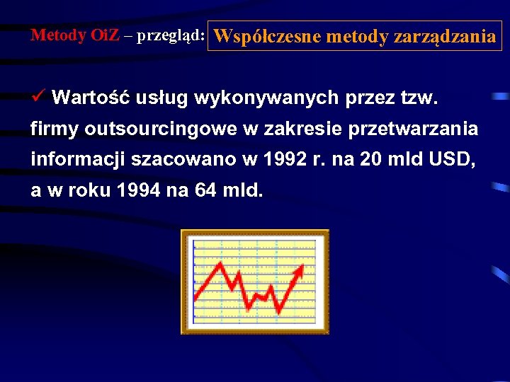 Metody Oi. Z – przegląd: Współczesne metody zarządzania ü Wartość usług wykonywanych przez tzw.