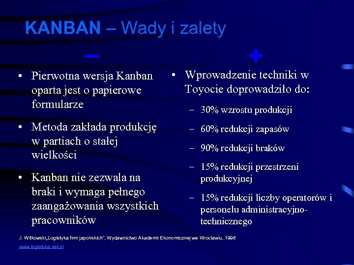 KANBAN – Wady i zalety – • Pierwotna wersja Kanban oparta jest o papierowe