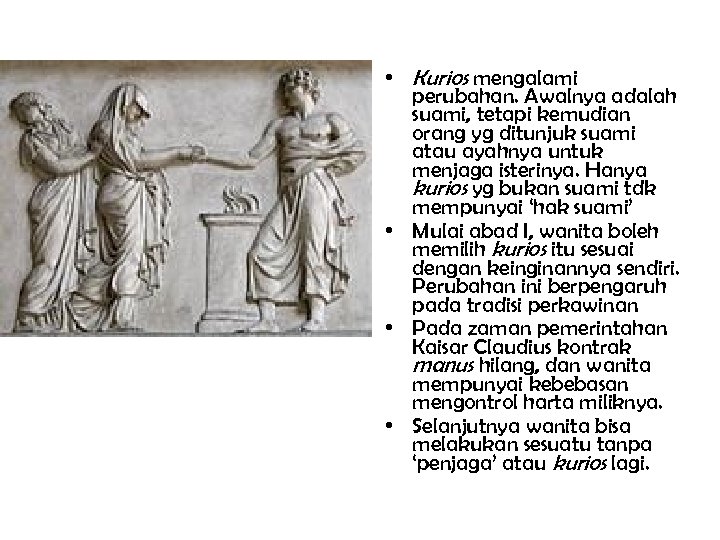  • Kurios mengalami perubahan. Awalnya adalah suami, tetapi kemudian orang yg ditunjuk suami