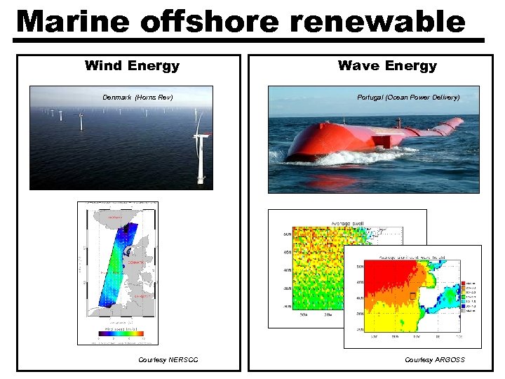 Marine offshore renewable Wind Energy Denmark (Horns Rev) Courtesy NERSCC Wave Energy Portugal (Ocean