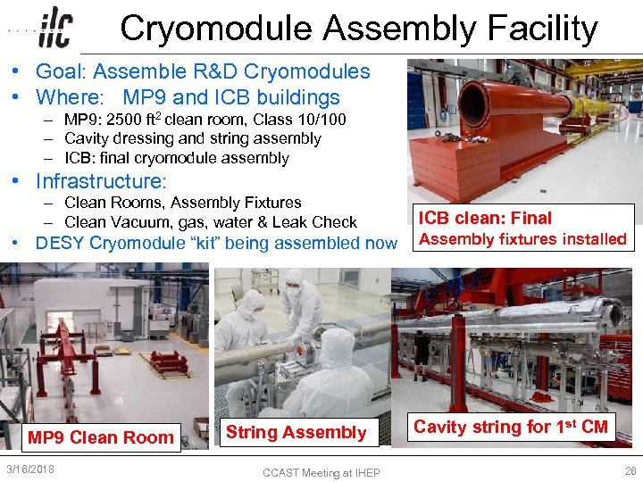 Cryomodule Assembly Facility • Goal: Assemble R&D Cryomodules • Where: MP 9 and ICB