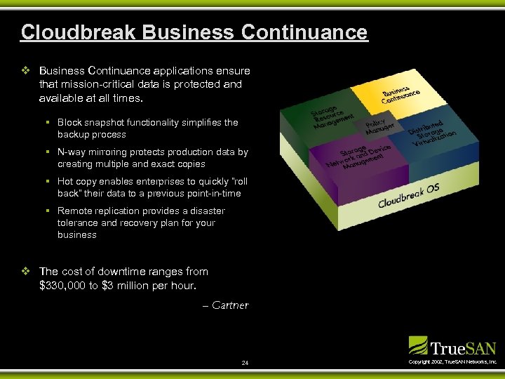 Cloudbreak Business Continuance v Business Continuance applications ensure that mission-critical data is protected and