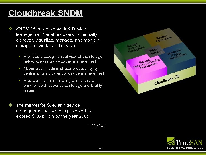 Cloudbreak SNDM v SNDM (Storage Network & Device Management) enables users to centrally discover,