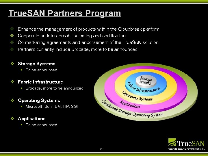 True. SAN Partners Program v v Enhance the management of products within the Cloudbreak