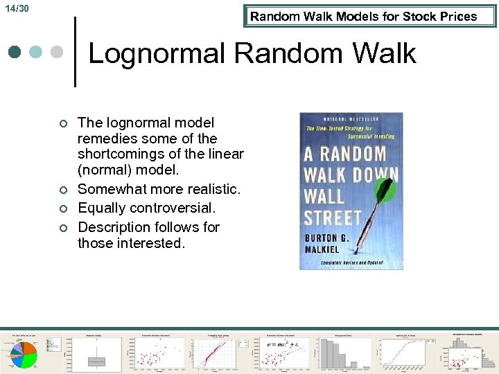 14/30 Random Walk Models for Stock Prices Lognormal Random Walk ¢ ¢ The lognormal
