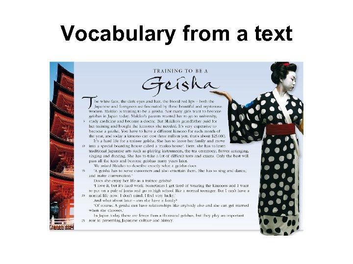 Vocabulary from a text 