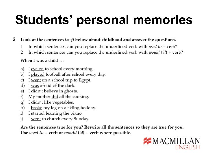 Students’ personal memories 