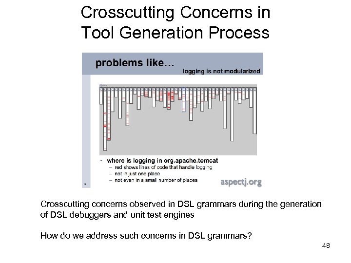 Crosscutting Concerns in Tool Generation Process Crosscutting concerns observed in DSL grammars during the