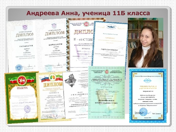 Андреева Анна, ученица 11 Б класса 
