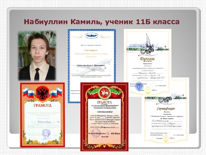 Набиуллин Камиль, ученик 11 Б класса 