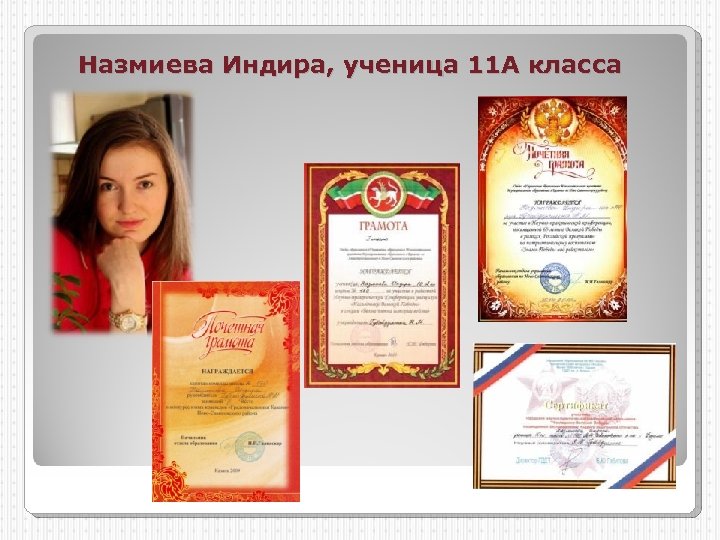 Назмиева Индира, ученица 11 А класса 