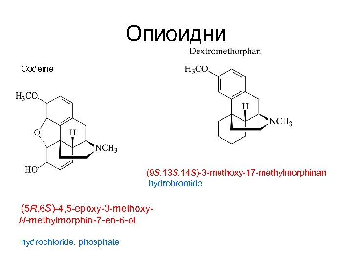 Опиоидни Codeine (9 S, 13 S, 14 S)-3 -methoxy-17 -methylmorphinan hydrobromide (5 R, 6