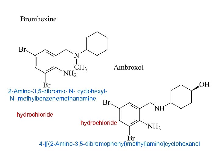 2 -Amino-3, 5 -dibromo- N- cyclohexyl. N- methylbenzenemethanamine hydrochloride 4 -[[(2 -Amino-3, 5 -dibromophenyl)methyl]amino]cyclohexanol