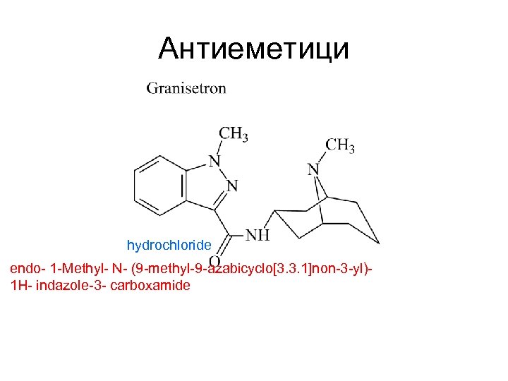 Антиеметици hydrochloride endo- 1 -Methyl- N- (9 -methyl-9 -azabicyclo[3. 3. 1]non-3 -yl)1 H- indazole-3