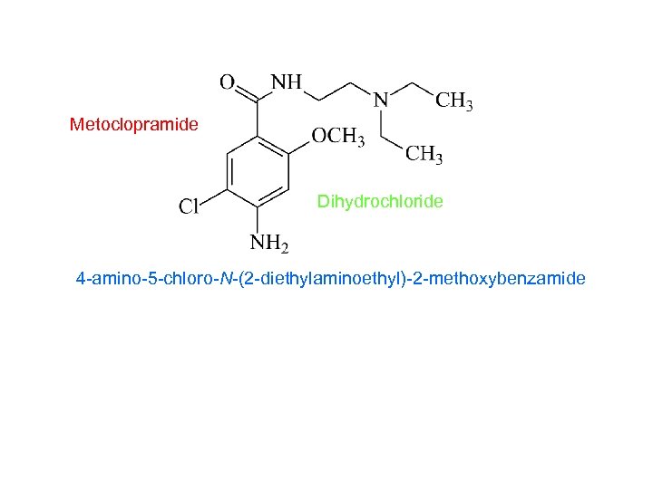 Metoclopramide Dihydrochloride 4 -amino-5 -chloro-N-(2 -diethylaminoethyl)-2 -methoxybenzamide 