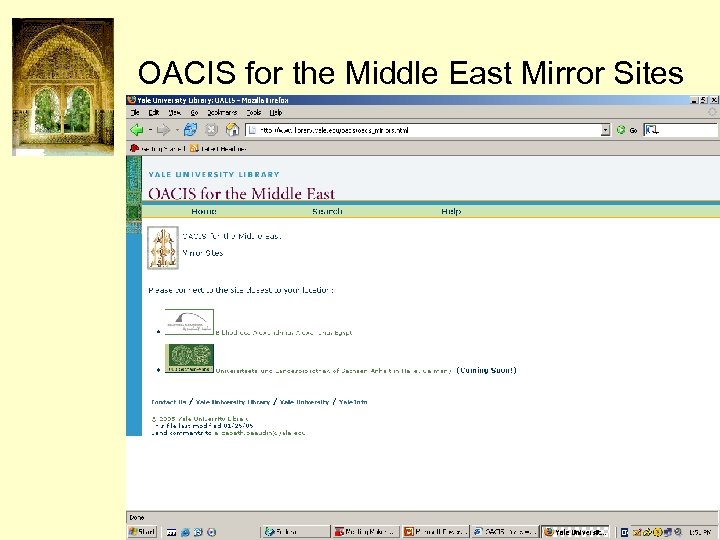 OACIS for the Middle East Mirror Sites 