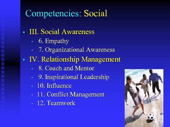 Competencies: Social • III. Social Awareness • • • 6. Empathy 7. Organizational Awareness