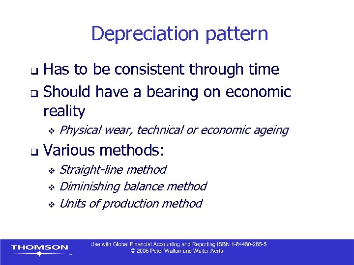 Depreciation pattern Has to be consistent through time q Should have a bearing on