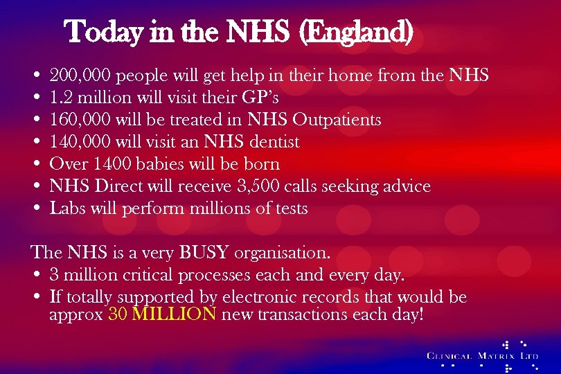 Today in the NHS (England) • 200, 000 people will get help in their
