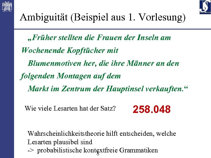 Einführung In Die Computerlinguistik Statistische Sprachverarbeitung ...