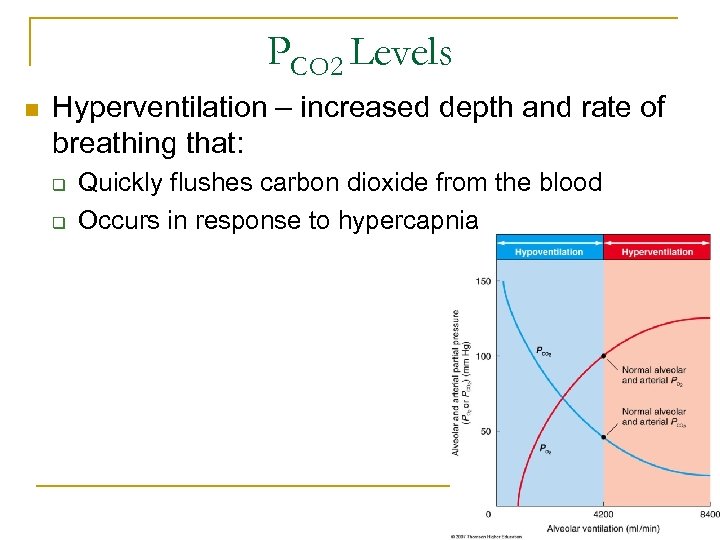 PCO 2 Levels n Hyperventilation – increased depth and rate of breathing that: q