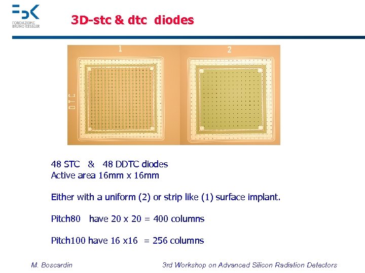 3 D-stc & dtc diodes 48 STC & 48 DDTC diodes Active area 16