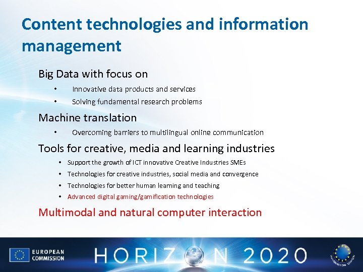 Content technologies and information management Big Data with focus on • Innovative data products