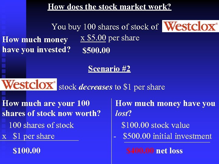 How does the stock market work? You buy 100 shares of stock of How